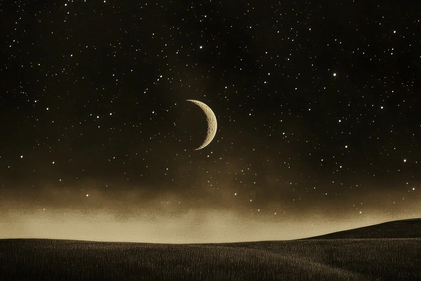 La luna observada durante una fase con un efecto de estilo sepia.